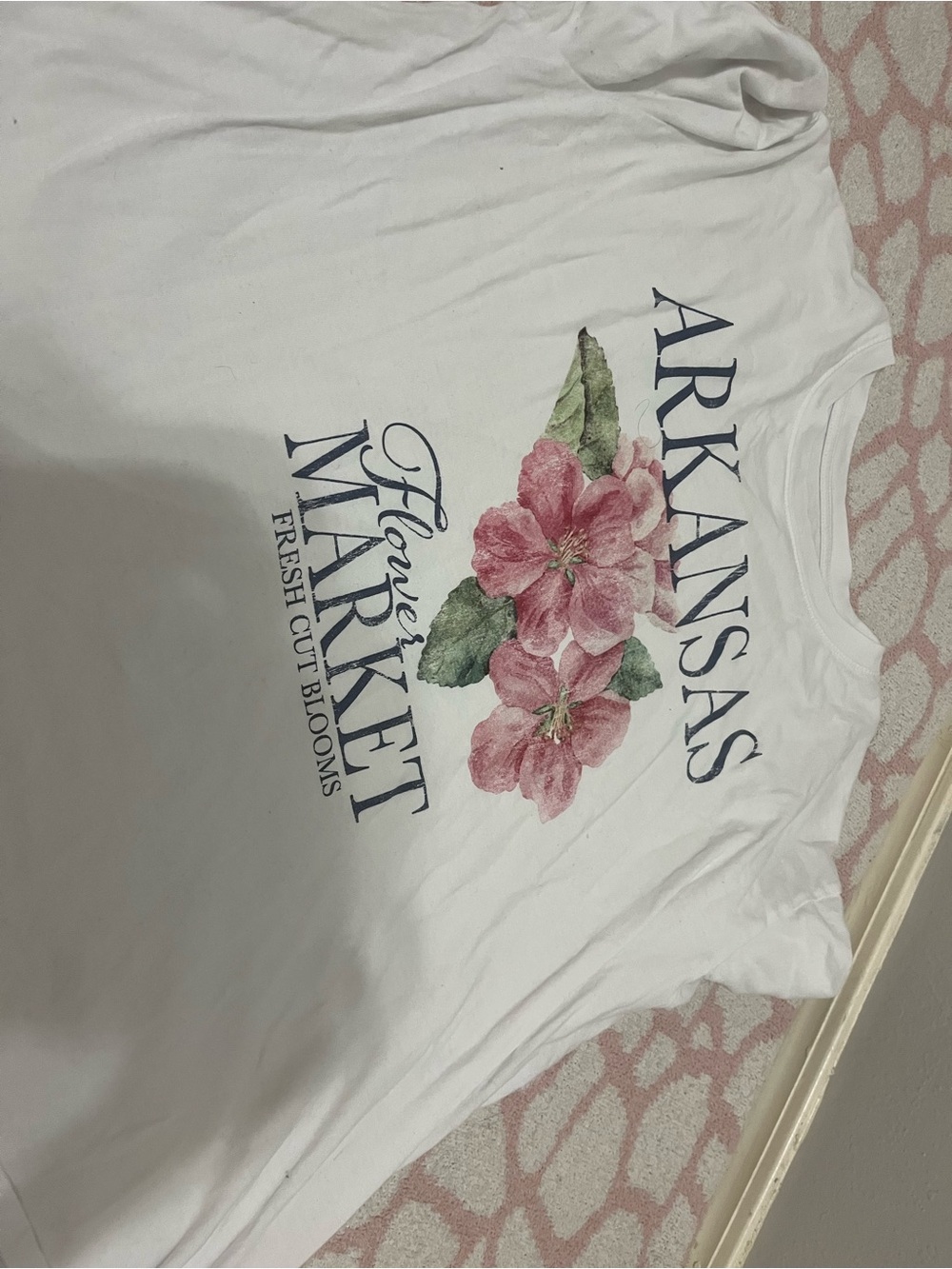 !!3!! State of Mind White Tee with Pink Floral Arkansas Market Graphic